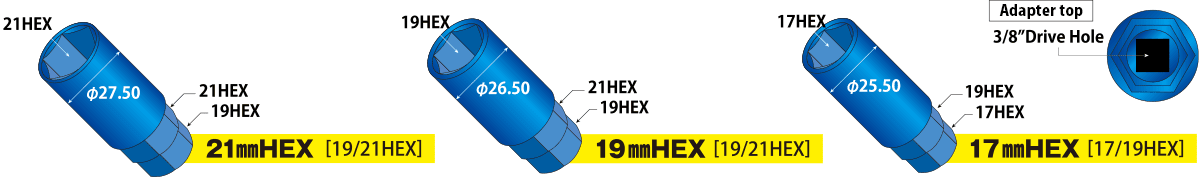 A blue pipe with the words " 2 1 hex 1 9 hex 1 9 mmhe ".