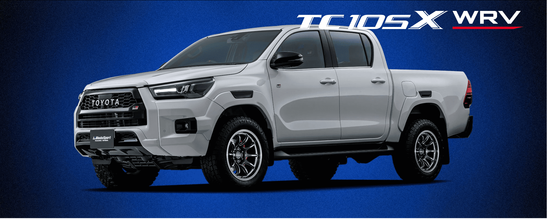 The 2019 toyota hilux is shown on a blue background.