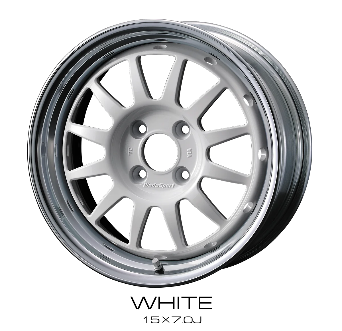 A Weds Sport silver wheel on a black background.