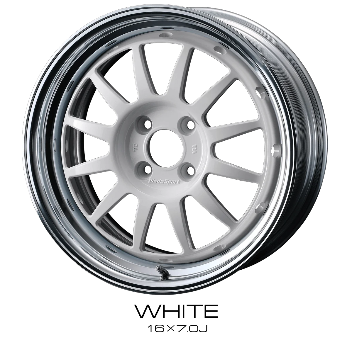 White and chrome alloy car wheel.